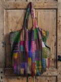 Retro Floral Patchwork Art Print Casual Canvas Tote Bag