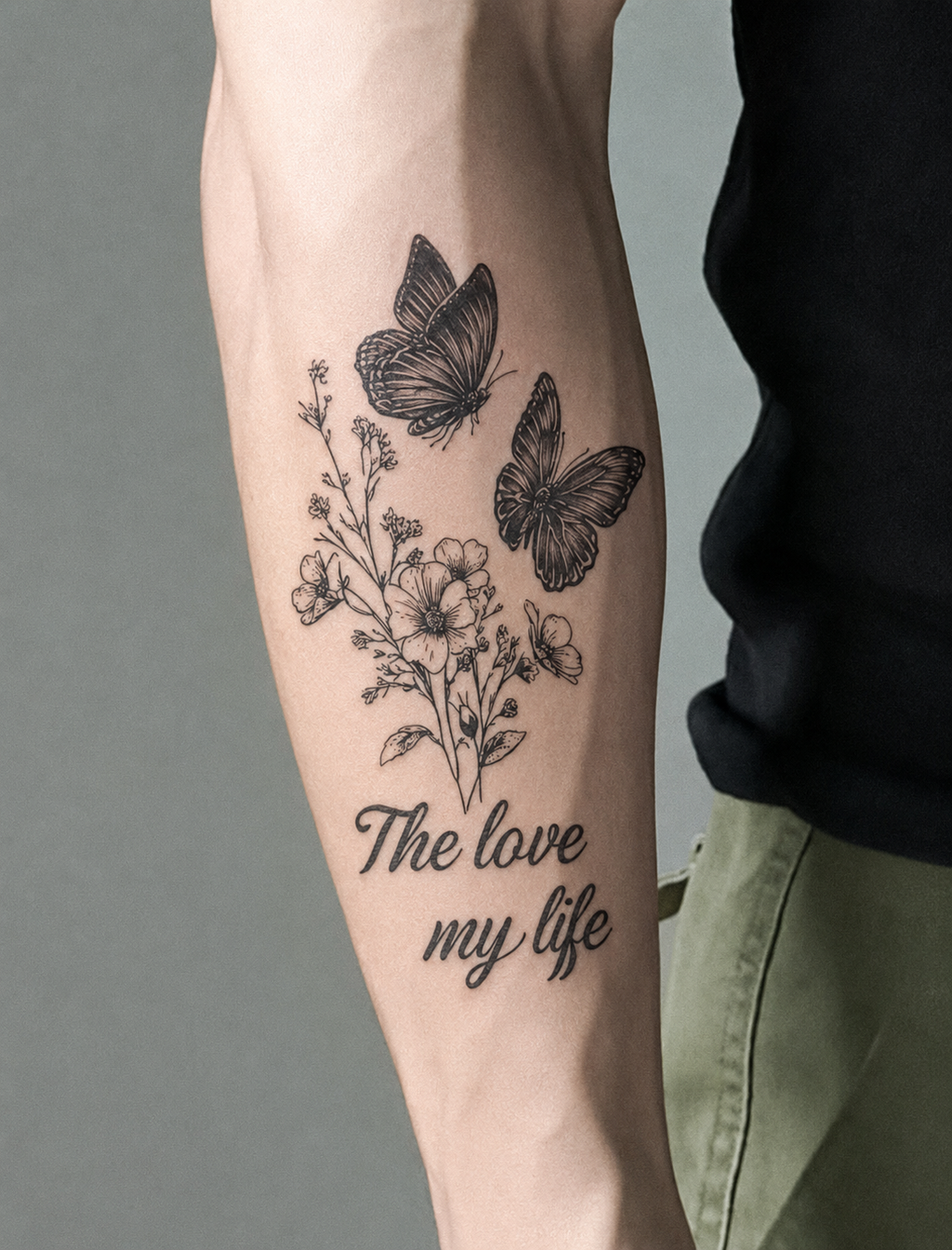 Love of My Life Butterfly & Wildflower Semi-Permanent Tattoo