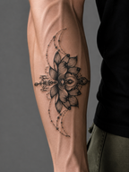 Celestial Lotus & Crescent Moon Semi-Permanent Tattoo