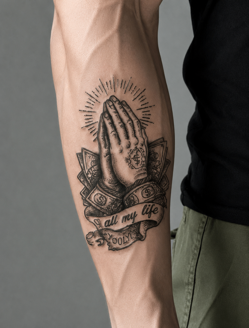 All My Life Praying Hands Semi-Permanent Tattoo