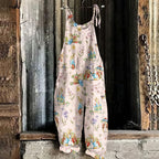 Cute Bunny Linen Blend Comfy Jumpsuit