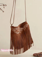Ethnic Style Suede Crossbody Tassel Bag