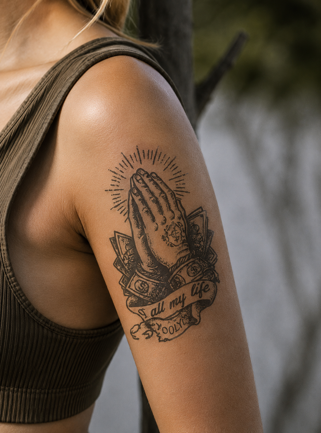 All My Life Praying Hands Semi-Permanent Tattoo