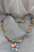 Colorful Beaded Floral Pattern Necklace