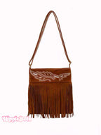 Ethnic Style Suede Crossbody Tassel Bag