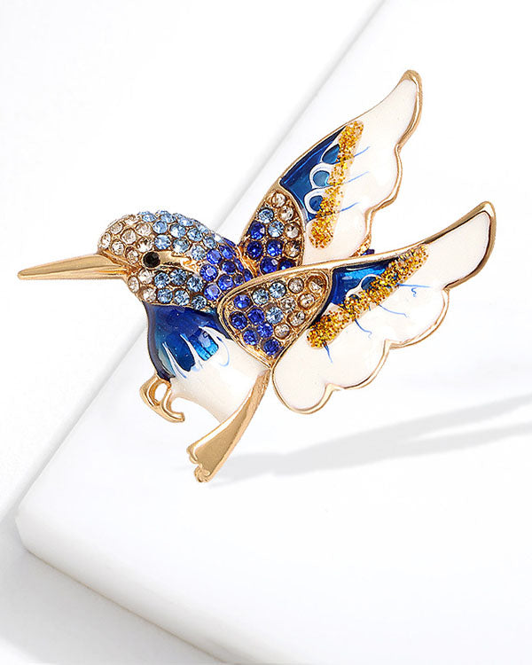 Rhinestone Color Hummingbird Brooch