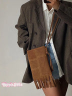 Women's Ethnic Style Small Crossbody Tassel Bag