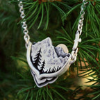 Mountain Pine Tree Sun Landscape Necklace