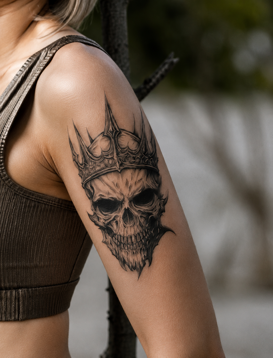 Crowned Skull King Semi-Permanent Tattoo