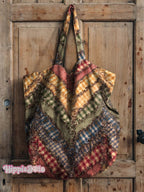 Vintage Check Patchwork Pattern Printed Linen Tote Bag