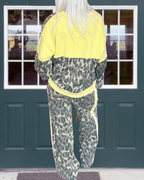 Retro Leopard Print V-Neck Set