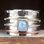 Chunky Moonstone Meditation Silver Ring