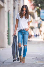 Brigitte Brianna Non See-Through Favorite V-Neck Basic Tee