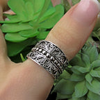 Bohemian Floral Swirl Silver Ring