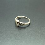 925 Sterling Silver Red Eye Owl Adjustable Ring