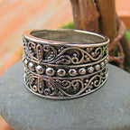 Bohemian Floral Swirl Silver Ring