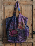 Retro Floral Pattern Art Print Casual Canvas Tote Bag