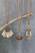 Vintage Floral Pattern Tassel Design 3PCS Necklace Set