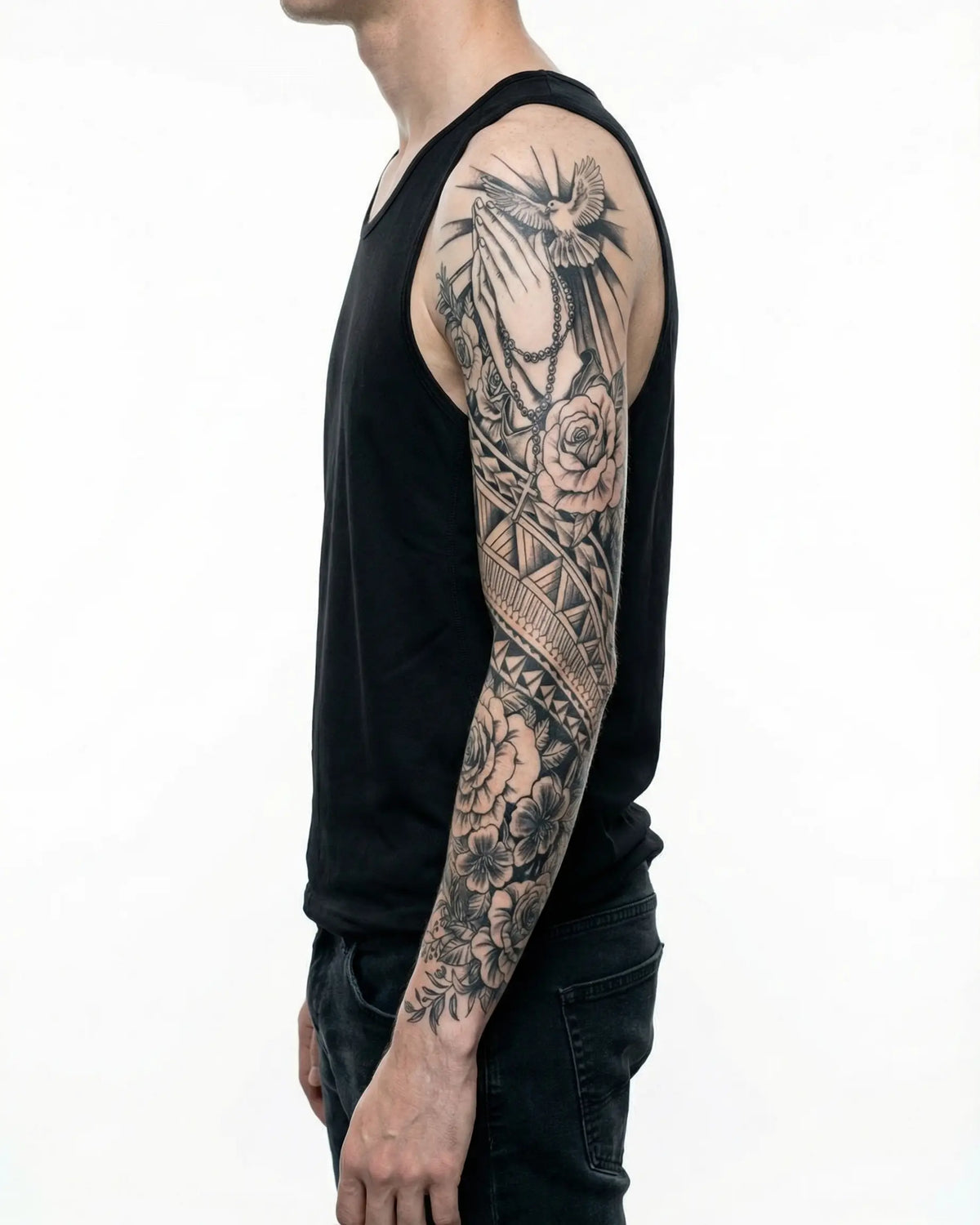Praying Hands, Dove & Roses