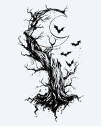 Dead Tree, Moon & Bats