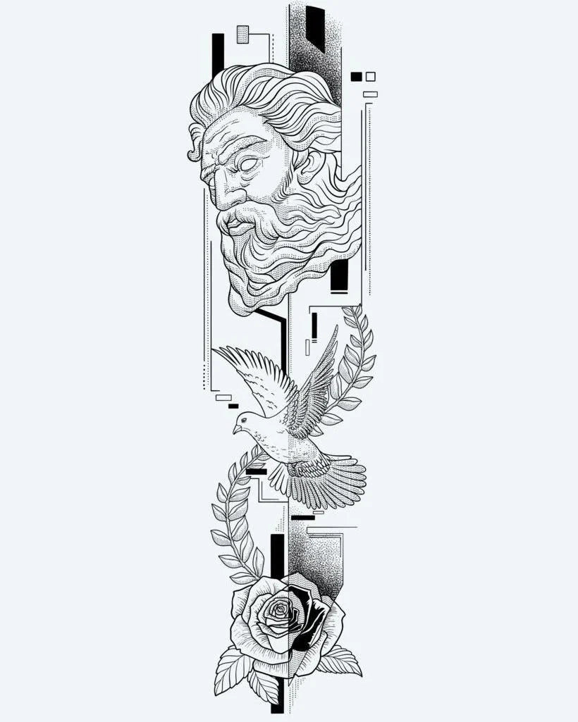 Greek God, Dove & Rose