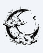 Crescent Moon & Clouds