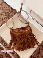 Ethnic Style Suede Crossbody Tassel Bag