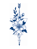 Floral Arrow Geometric Semi-Permanent Tattoo