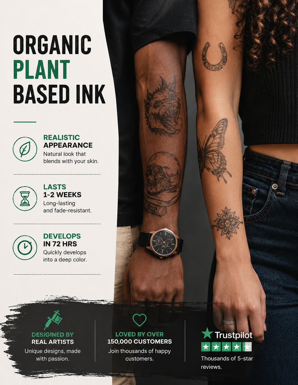 Floral Arrow Geometric Semi-Permanent Tattoo